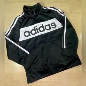 adidas Track Jacket Kids Boy Black Size 6 Logo Full Zip
